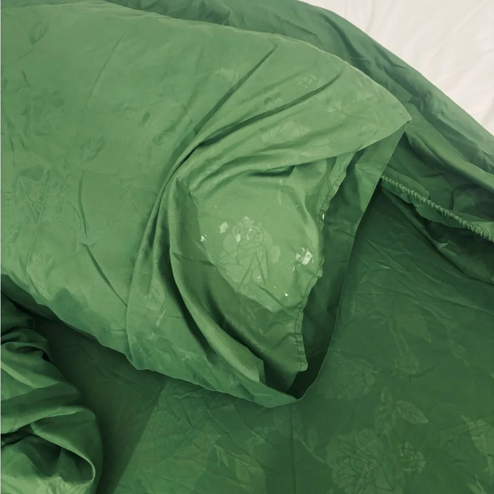 Twin sheet set dark green damask